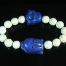 Turquoise Blue Buddha Bead White Veins Ball Beads Stretch Bracelet ZZ2347