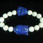 Turquoise Blue Buddha Bead White Veins Ball Beads Stretch Bracelet ZZ2347