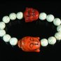 Turquoise Red Buddha Bead White Veins Ball Beads Stretch Bracelet ZZ2350