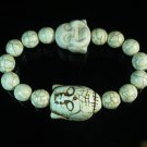 Turquoise White Buddha Bead White Veins Ball Beads Stretch Bracelet ZZ2351