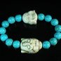 Turquoise White Buddha Bead Blue Veins Ball Beads Stretch Bracelet ZZ2352
