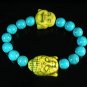 Turquoise Yellow Buddha Bead Blue Veins Ball Beads Stretch Bracelet ZZ2354