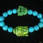 Turquoise Green Buddha Bead Blue Veins Ball Beads Stretch Bracelet ZZ2356