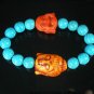Turquoise Orange Buddha Bead Blue Veins Ball Beads Stretch Bracelet ZZ2357