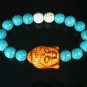 Turquoise Orange Buddha Bead White Blue Veins Ball Beads Stretch Bracelet ZZ2361