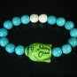 Turquoise Green Buddha Bead White Blue Veins Ball Beads Stretch Bracelet ZZ2362