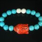 Turquoise Red Buddha Bead White Blue Veins Ball Beads Stretch Bracelet ZZ2363