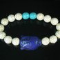 Turquoise Blue Buddha Bead White Blue Veins Ball Beads Stretch Bracelet ZZ2367