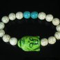 Turquoise Green Buddha Bead White Blue Veins Ball Beads Stretch Bracelet ZZ2372