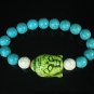 Turquoise Green Buddha Bead White Blue Veins Ball Beads Stretch Bracelet ZZ2373