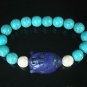 Turquoise Blue Buddha Bead White Blue Veins Ball Beads Stretch Bracelet ZZ2375