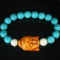 Turquoise Orange Buddha Bead White Blue Veins Ball Beads Stretch Bracelet ZZ2378