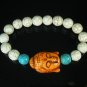 Turquoise Orange Buddha Bead White Blue Veins Ball Beads Stretch Bracelet ZZ2383
