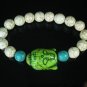 Turquoise Green Buddha Bead White Blue Veins Ball Beads Stretch Bracelet ZZ2384