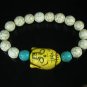 Turquoise Yellow Buddha Bead White Blue Veins Ball Beads Stretch Bracelet ZZ2385