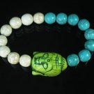 Turquoise Hot Pink Buddha Bead White Blue Veins Ball Beads Stretch Bracelet ZZ2393