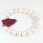 Turquoise Purple Leaf White Veins Ball Beads Stretch Bracelet ZZ2402