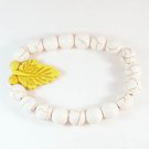 Turquoise Yellow Leaf White Veins Ball Beads Stretch Bracelet ZZ2403