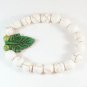Turquoise Green Leaf White Veins Ball Beads Stretch Bracelet ZZ2404