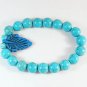 Turquoise Baby Blue Leaf Baby Blue Veins Ball Beads Stretch Bracelet ZZ2411