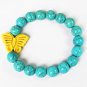 Turquoise Yellow Butterfly Baby Blue Veins Ball Beads Stretch Bracelet ZZ2420