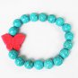Turquoise Pink Butterfly Baby Blue Veins Ball Beads Stretch Bracelet ZZ2421