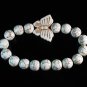 Turquoise White Butterfly White Veins Ball Beads Stretch Bracelet ZZ2427
