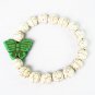 Turquoise Green Butterfly White Veins Ball Beads Stretch Bracelet ZZ2428
