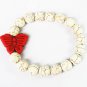 Turquoise Red Butterfly White Veins Ball Beads Stretch Bracelet ZZ2429