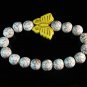 Turquoise Yellow Butterfly White Veins Ball Beads Stretch Bracelet ZZ2430