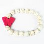 Turquoise Pink Butterfly White Veins Ball Beads Stretch Bracelet ZZ2432