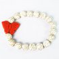 Turquoise Orange Butterfly White Veins Ball Beads Stretch Bracelet ZZ2433