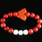 Turquoise Orange Butterfly Red White Veins Ball Beads Stretch Bracelet ZZ2434