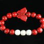 Turquoise Red Butterfly Red White Veins Ball Beads Stretch Bracelet ZZ2436