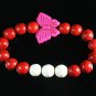 Turquoise Pink Butterfly Red White Veins Ball Beads Stretch Bracelet ZZ2439