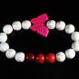 Turquoise Pink Butterfly Red White Veins Ball Beads Stretch Bracelet ZZ2444