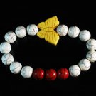Turquoise Yellow Butterfly Red White Veins Ball Beads Stretch Bracelet ZZ2445