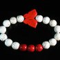 Turquoise Orange Butterfly Red White Veins Ball Beads Stretch Bracelet ZZ2446