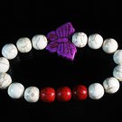 Turquoise Purple Butterfly Red White Veins Ball Beads Stretch Bracelet ZZ2447