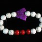 Turquoise Purple Butterfly Red White Veins Ball Beads Stretch Bracelet ZZ2447