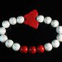 Turquoise Red Butterfly Red White Veins Ball Beads Stretch Bracelet ZZ2449