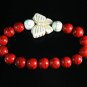 Turquoise White Butterfly Red White Veins Ball Beads Stretch Bracelet ZZ2451