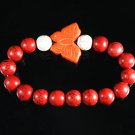 Turquoise Orange Butterfly Red White Veins Ball Beads Stretch Bracelet ZZ2452