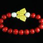 Turquoise Yellow Butterfly Red White Veins Ball Beads Stretch Bracelet ZZ2453