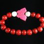 Turquoise Pink Butterfly Red White Veins Ball Beads Stretch Bracelet ZZ2455