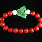 Turquoise Green Butterfly Red White Veins Ball Beads Stretch Bracelet ZZ2456