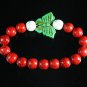 Turquoise Green Butterfly Red White Veins Ball Beads Stretch Bracelet ZZ2456