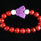 Turquoise Purple Butterfly Red White Veins Ball Beads Stretch Bracelet ZZ2457