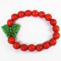 Turquoise Green Butterfly Red Veins Ball Beads Stretch Bracelet ZZ2459