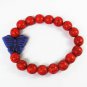 Turquoise Blue Butterfly Red Veins Ball Beads Stretch Bracelet ZZ2461